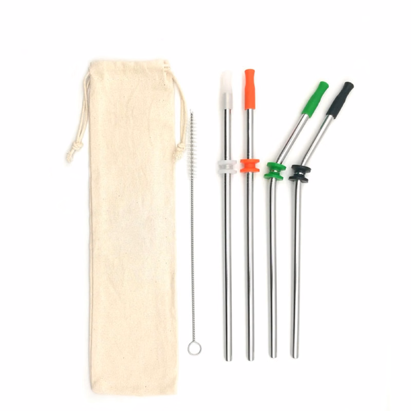 18/8 Straw with Silicone Tip and Silencers in the Pouch