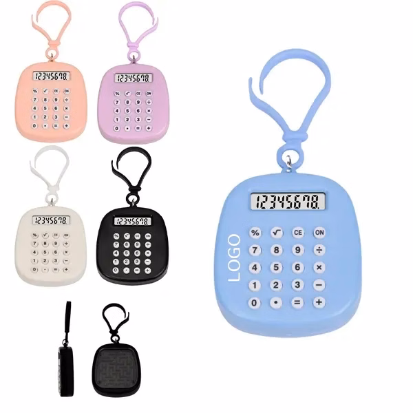 Mini Calculator Keychain with Maze Puzzle Key Ring