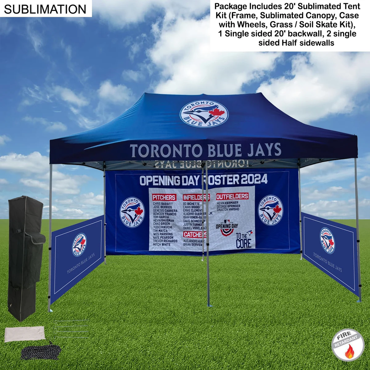 Full Tent Package 2, 20' Sublimated Tent Kit, Single sided 20' backwall, 2 single side half sidewall 1