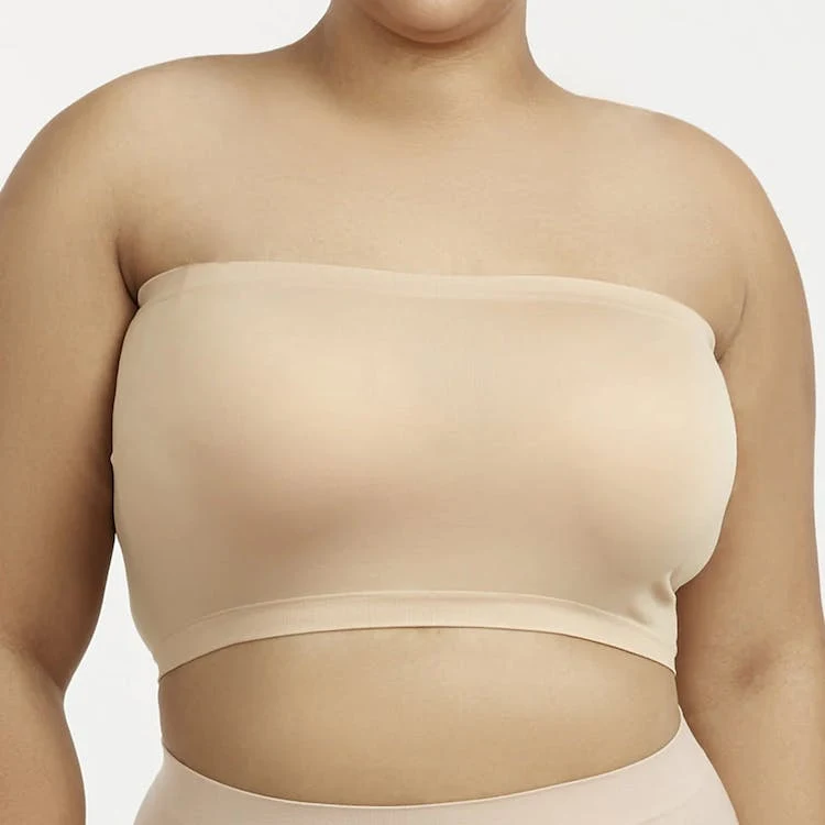 Women's Plus Size Seamless No Pad Tube Bras - Beige 1