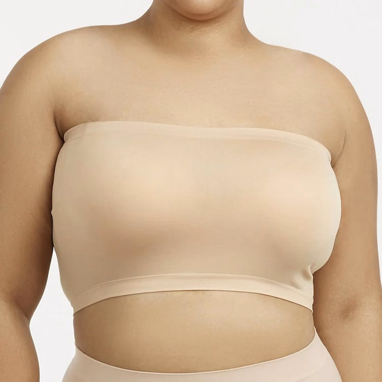 Women's Plus Size Seamless No Pad Tube Bras - Beige