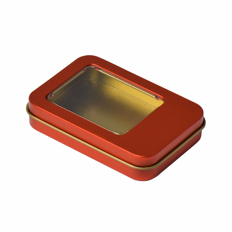 Metal Box Tin With Half Clear Top