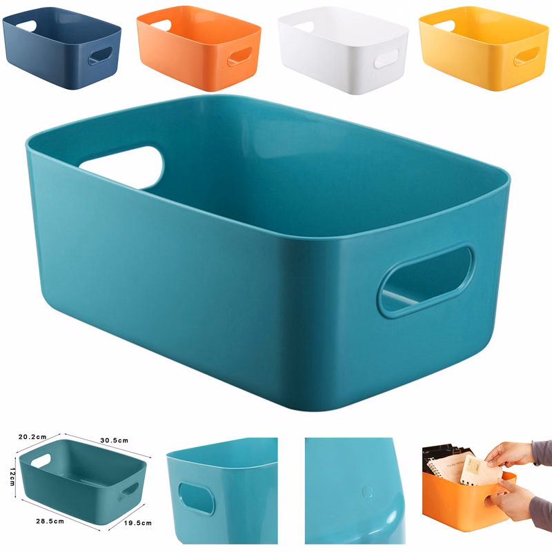 Solid Color Lidless Double Ear Handle Storage Basket