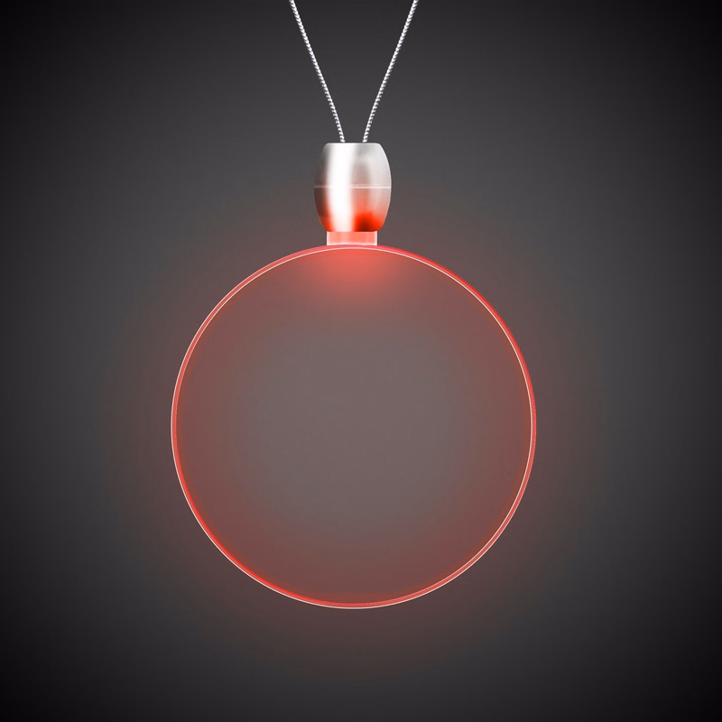 Round Red Light-Up Acrylic Pendant Necklace