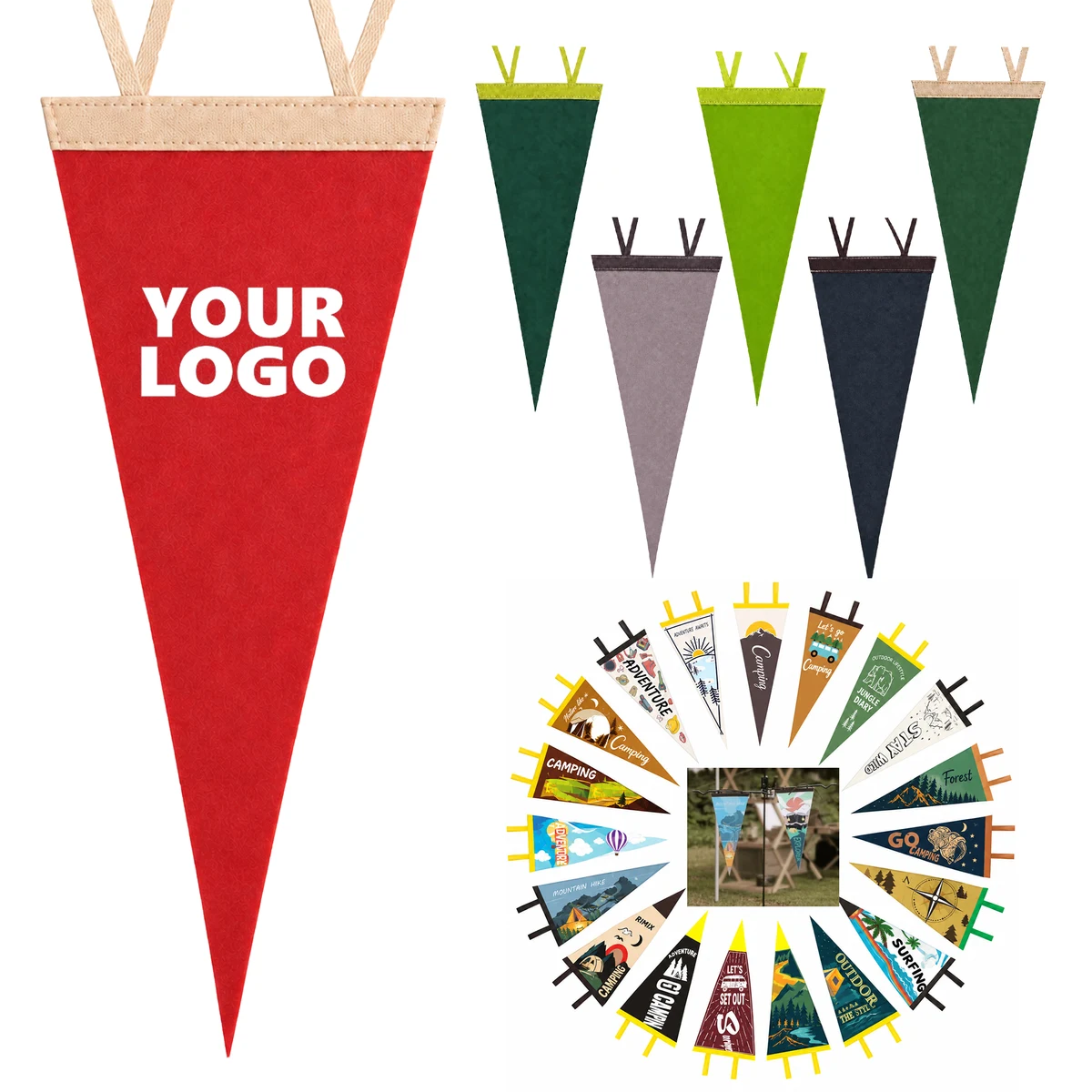 Felt Camping Pennant Flag With Hanging Tabs 1