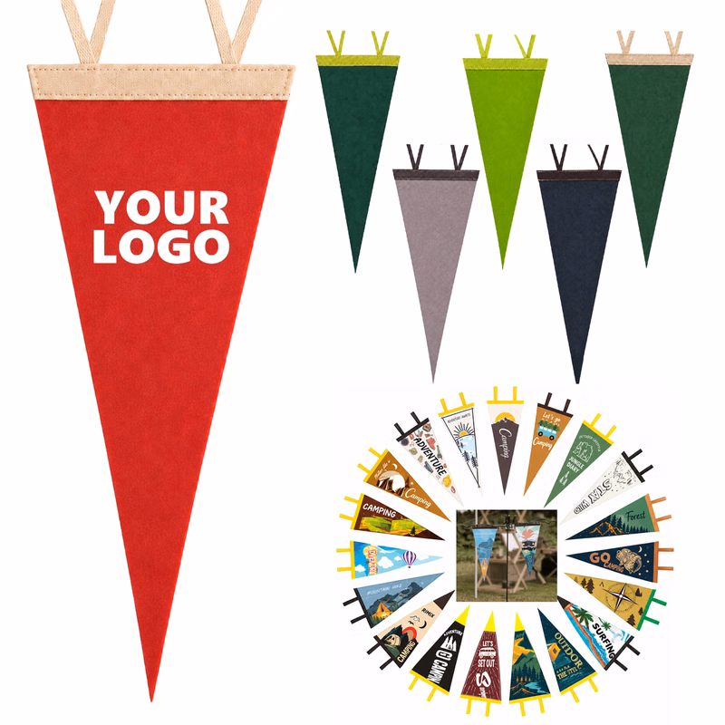 Felt Camping Pennant Flag With Hanging Tabs