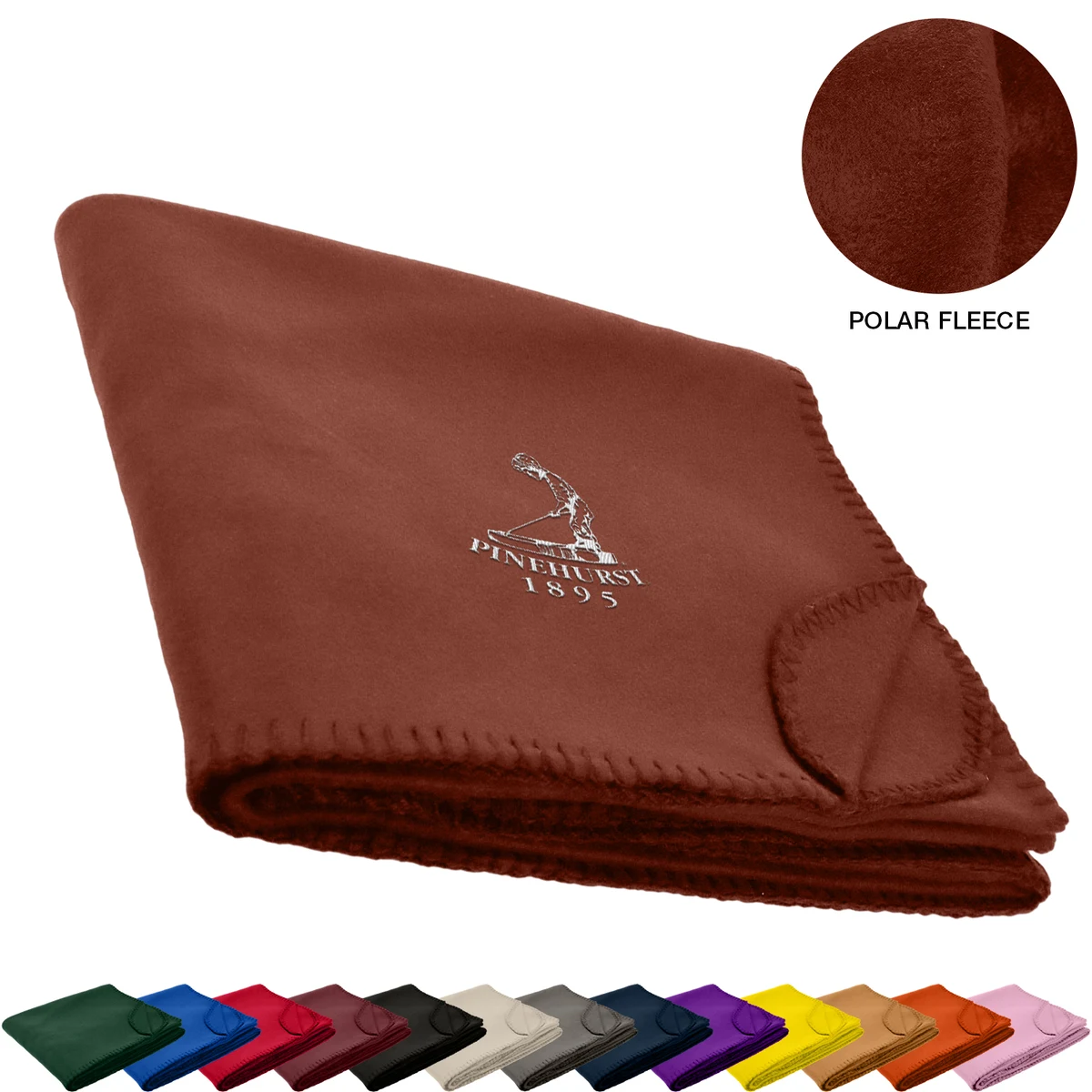 260 GSM Polar Fleece Throw Blanket with Matching Whipstitch Trim 50"x 60" 1