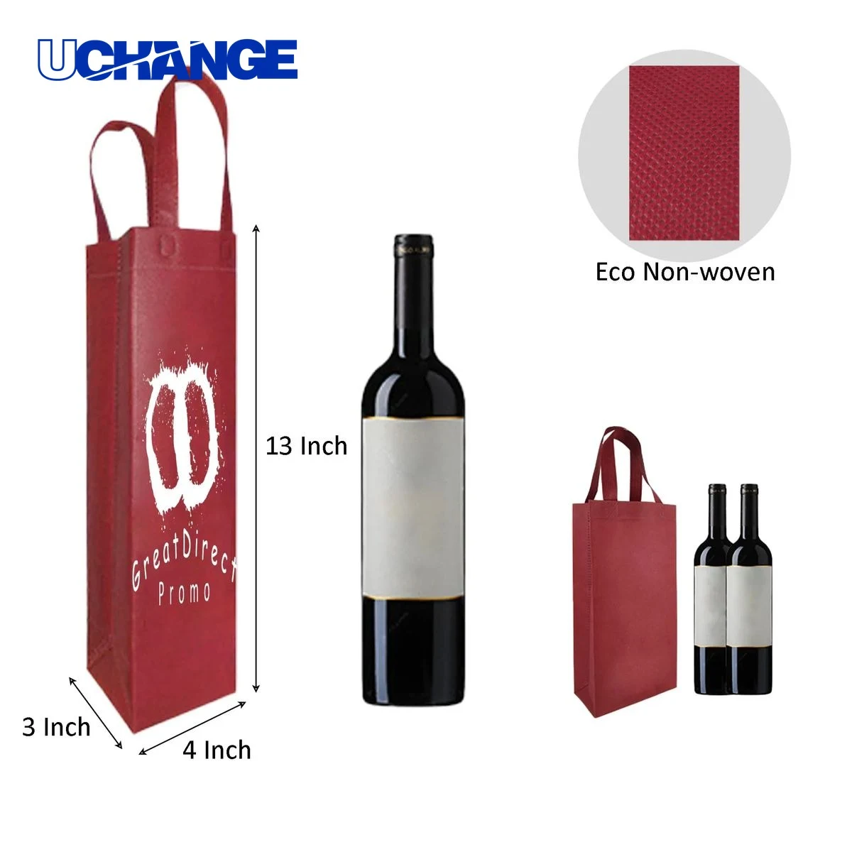 Single Non-Woven Red Wine Bottle Tote Bag 1