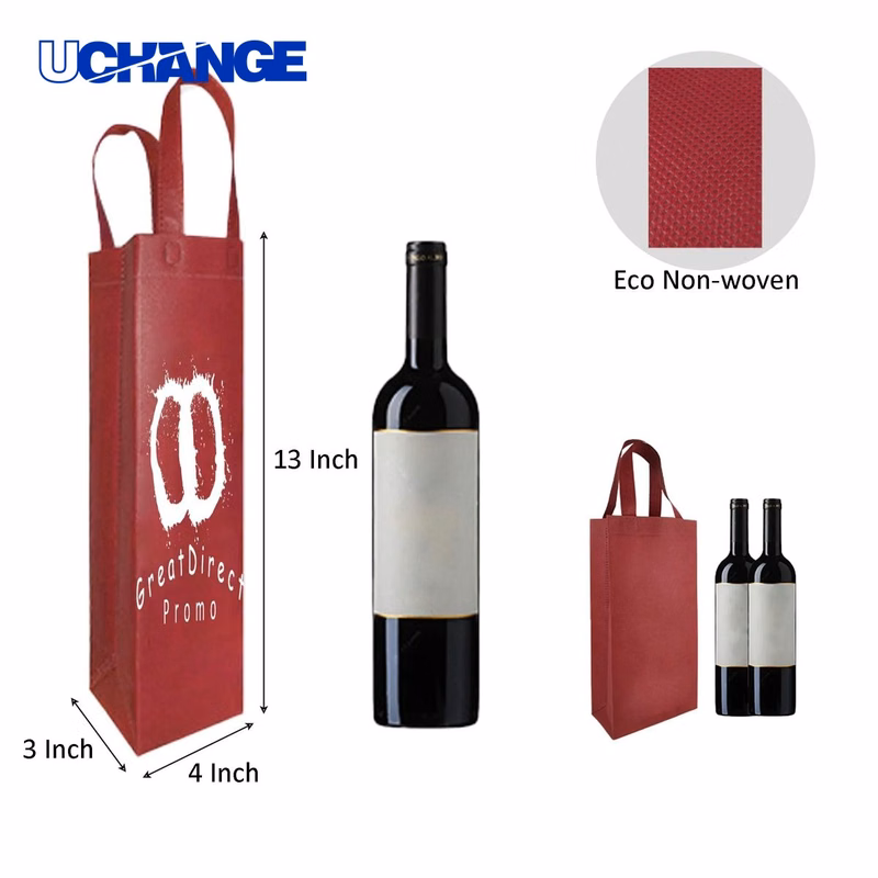 Single Non-Woven Red Wine Bottle Tote Bag
