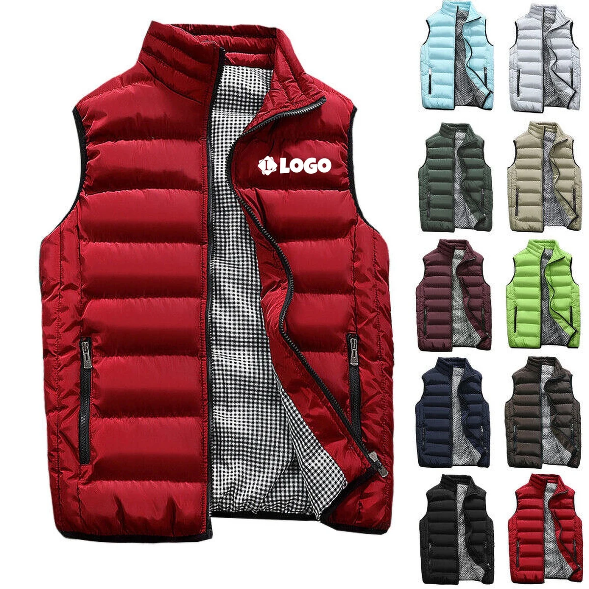Mens Solid Winter Sleeveless Vest Coat 1
