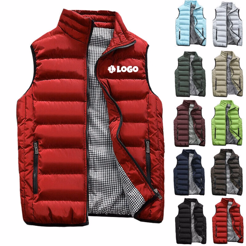 Mens Solid Winter Sleeveless Vest Coat