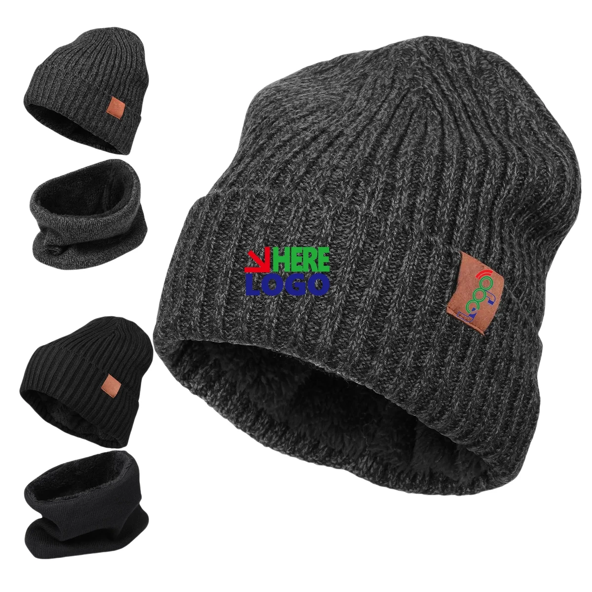 Premium Quality Men's Knit Hat Two-Piece Set MOQ100 1