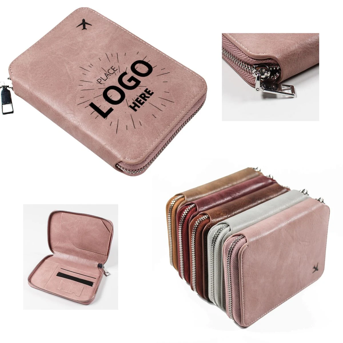 Custom Single-Color Logo Zipper Passport Holder With Safe Non-Pollution Printing 1