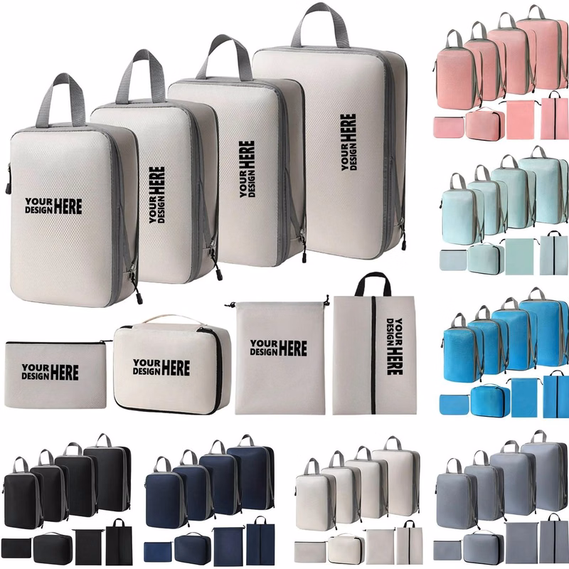 8 Set Compression Packing Cubes Travel Accessories