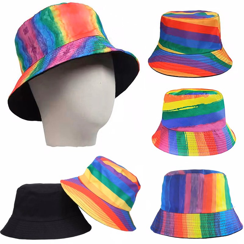 Reversible Men Women Rainbow LGBT Bucket Hat