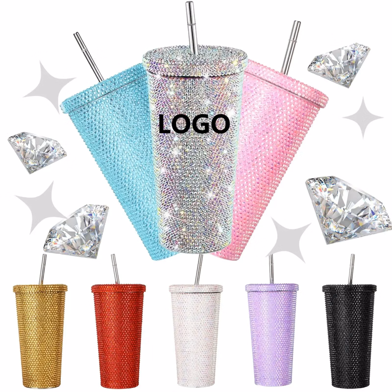 16 Oz Bling Diamond Straw Cup