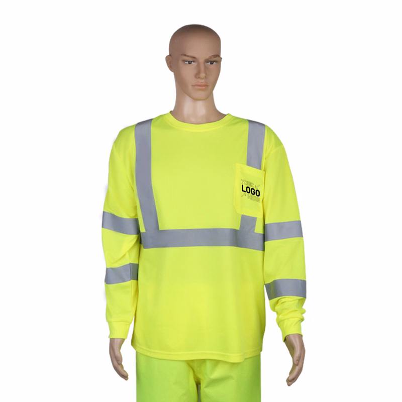 High Visibility Reflective Tape Safety T-Shirt with Pocket