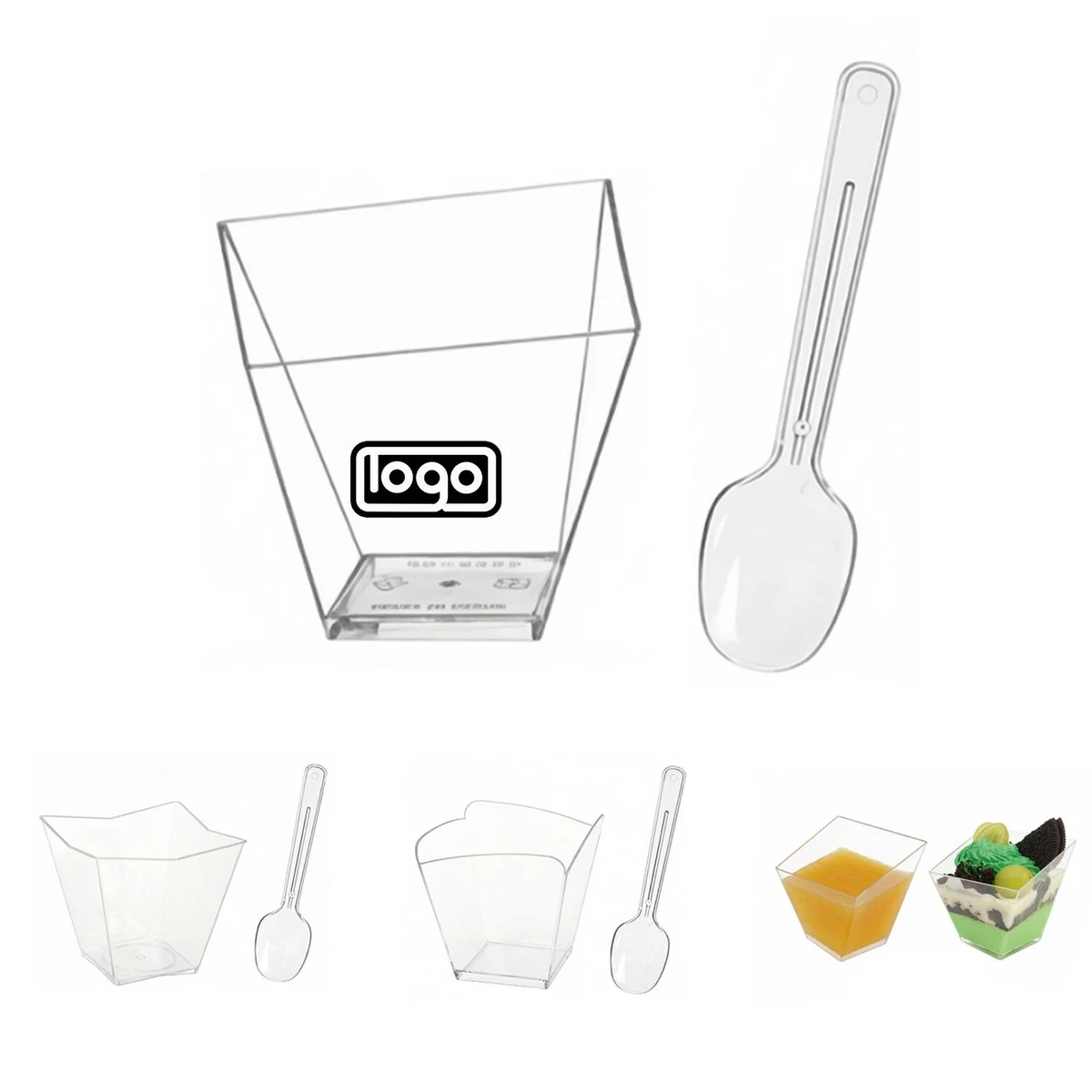 4oz Clear Square Parfait Appetizer Cups 1