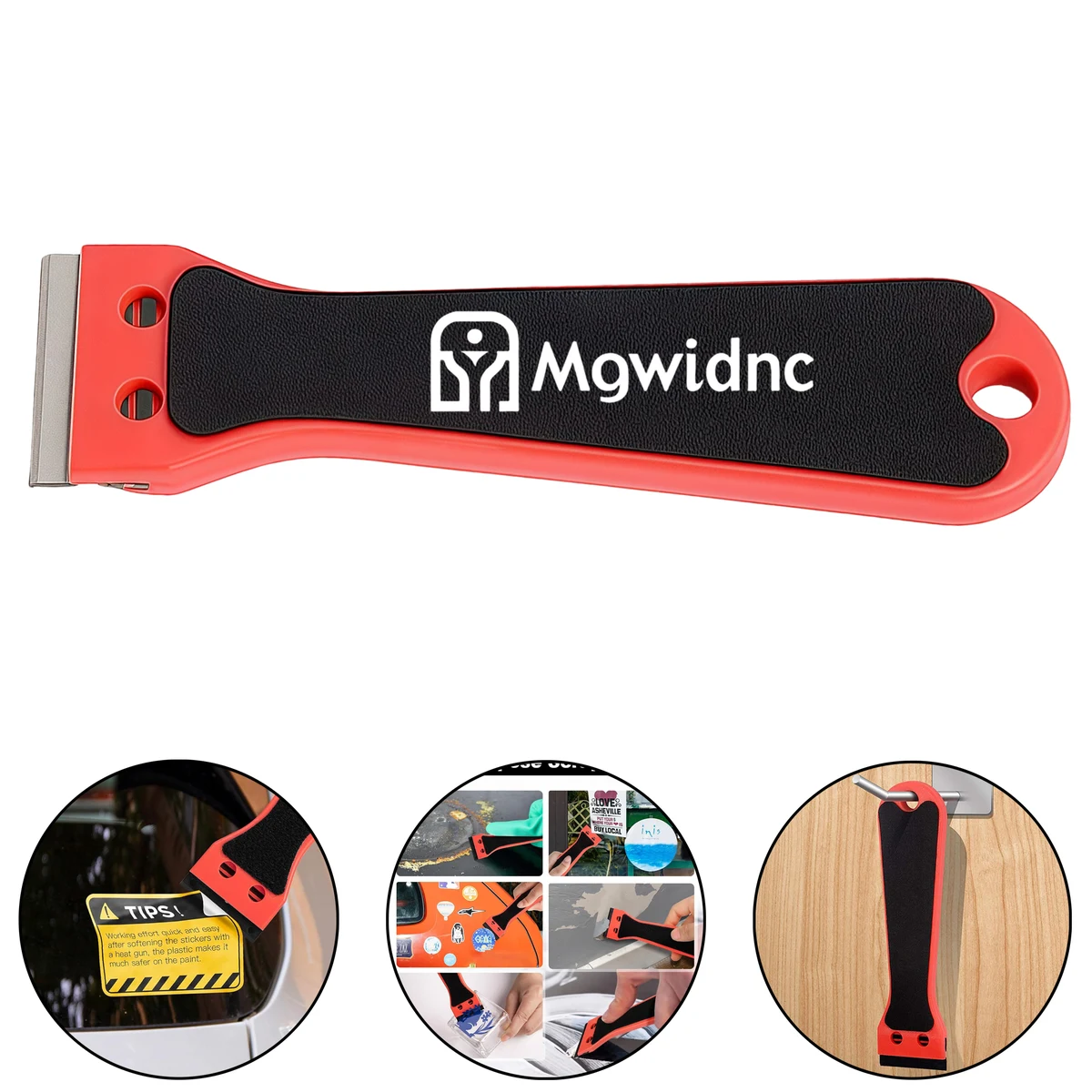 Red Long Handle Car Film Scraper with Sharp Blade for Glass Floor Phone Cleaning 1