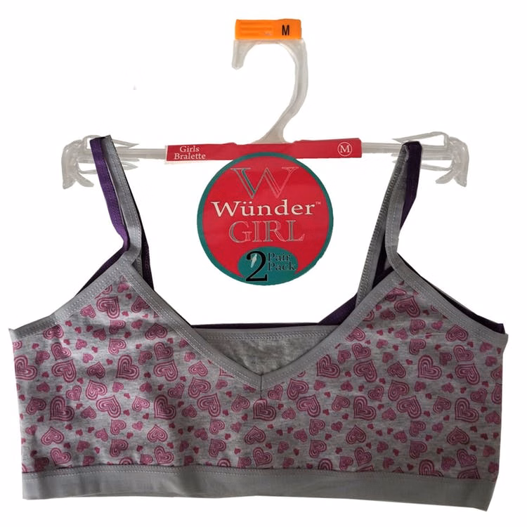 Girls' Cotton Bralettes - Assorted Colors & Sizes 2 Pack