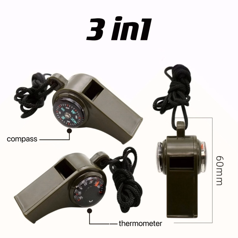 3 in1 Emergency whistle with lanyard