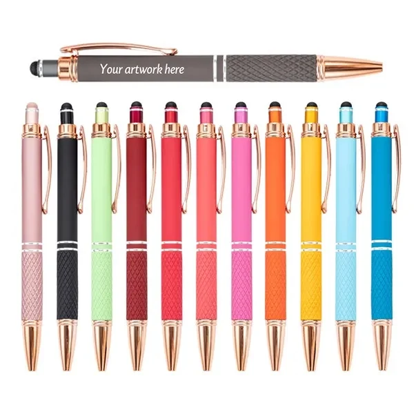Metal Diamond Stylus Pen with Rose Gold Trim 1