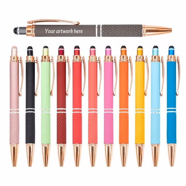 Metal Diamond Stylus Pen with Rose Gold Trim