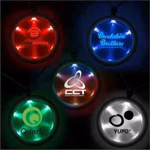2 1/4" Fusion Light Up LED Badge with Necklace
