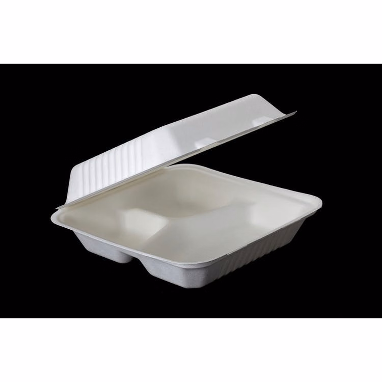 Disposable Clamshell Food Boxes - 3 Compartments 9" x 9"