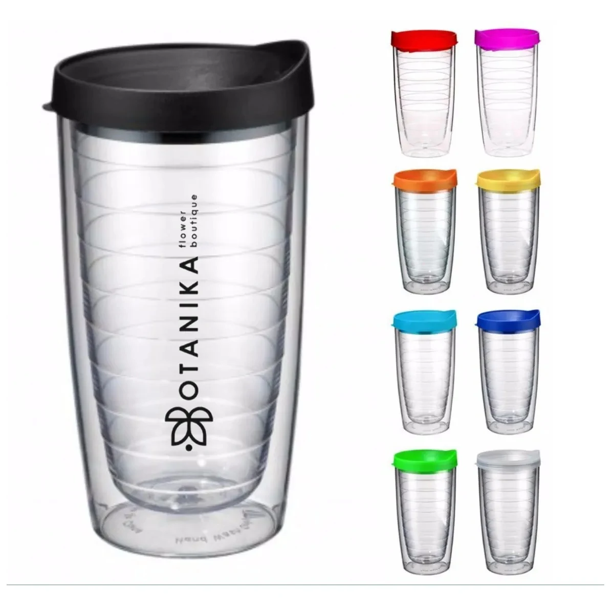 16Oz Colored Lid Double Wall Plastic Tumbler 1