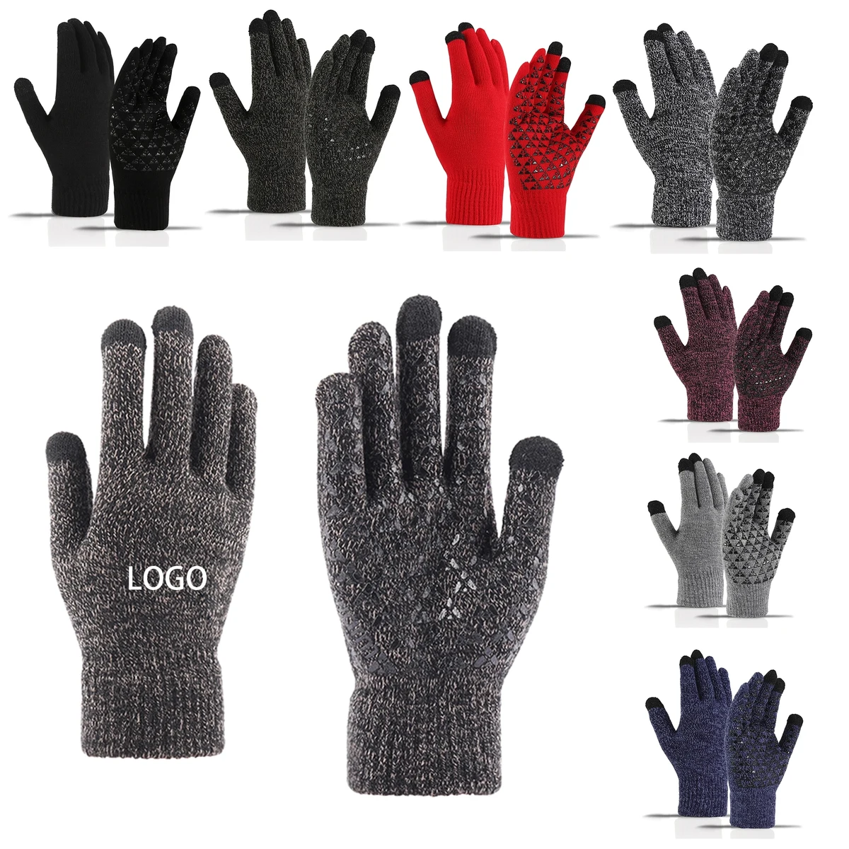 Anti Slip Touch Screen Lined Knit Gloves 1