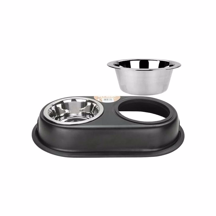 Stainless Steel Double Pet Bowls Black 16oz