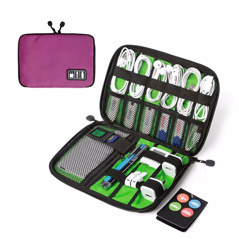 Custom Portable Reusable Travel Cable Organizer Bags Case