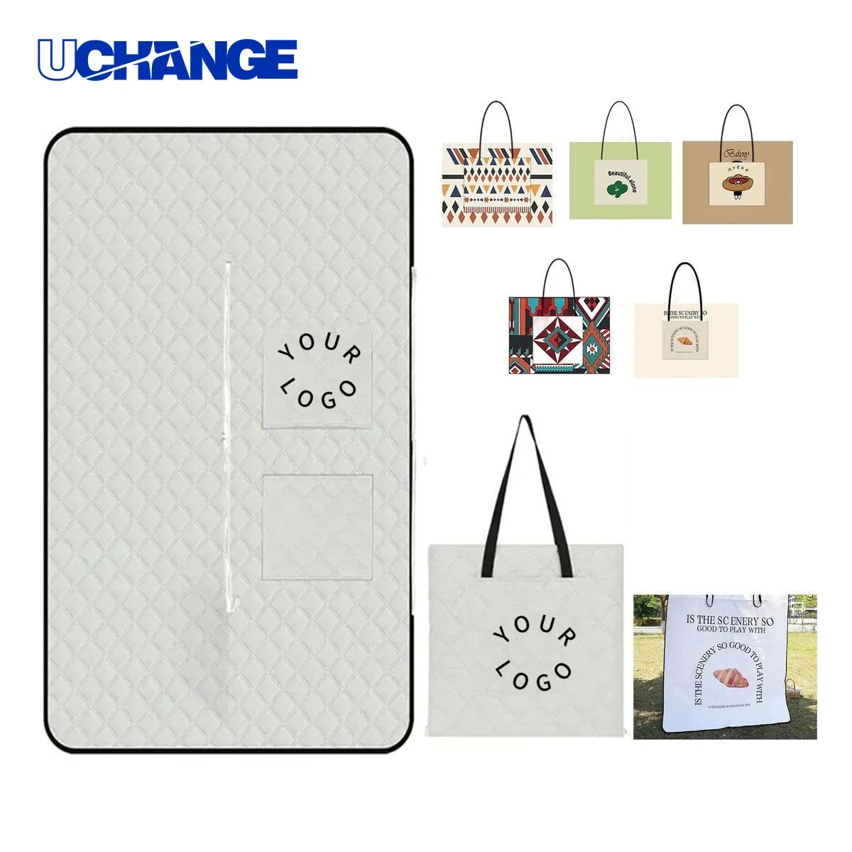 Thickened Oxford Picnic Tote Bag Carrier with Foldable Design, custom tote bag with logo imprint 1