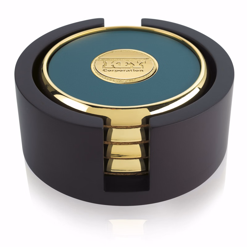 JAFFA® Four Round Coasters with Wood Tray