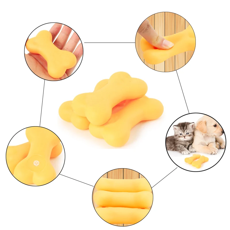 Pet Dog Chew Toy Soft Small Rubber Bone Squeaky Toy 1