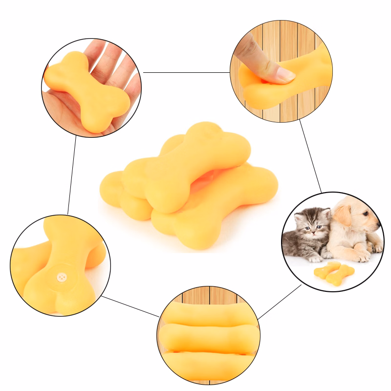 Pet Dog Chew Toy Soft Small Rubber Bone Squeaky Toy