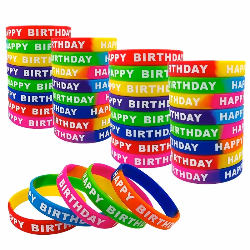 Colorful Silicone Birthday Wristband for Kids, Sports