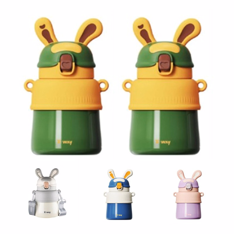 Bunny insulation straw cup Water Bottle with Stickers