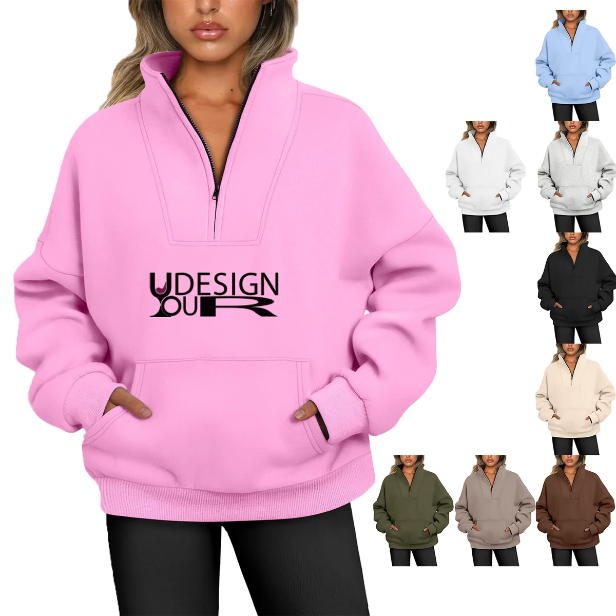Women's Half-Zip Oversized Fleece Pullover 1
