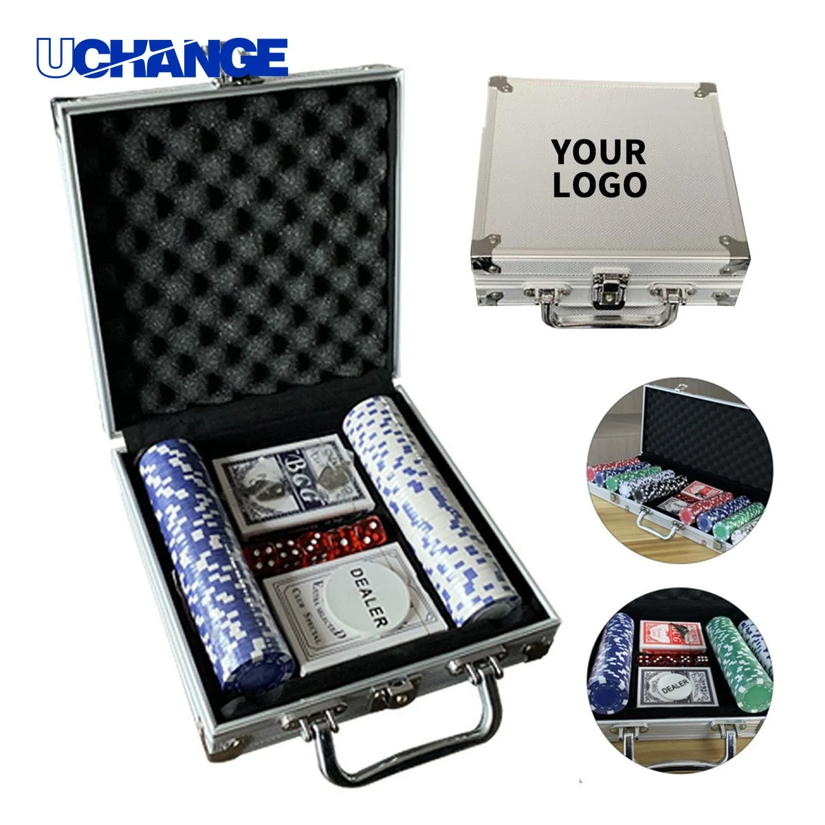 Poker Chip Set with Aluminum Case 9.4 x 9 x 2.7 Inch 1
