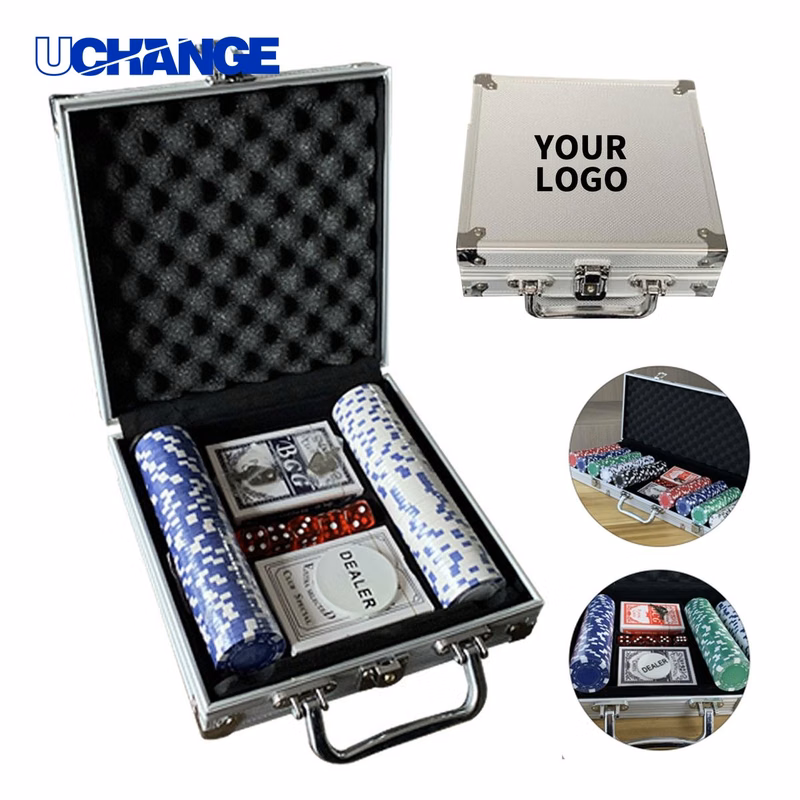 Poker Chip Set with Aluminum Case 9.4 x 9 x 2.7 Inch
