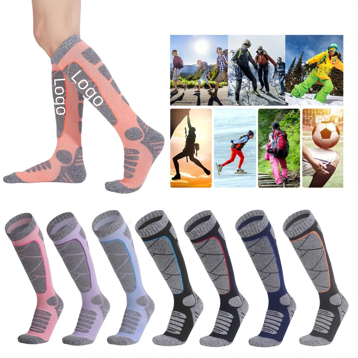 Warm Knee High Winter Sports Socks for Hiking Skiing 1