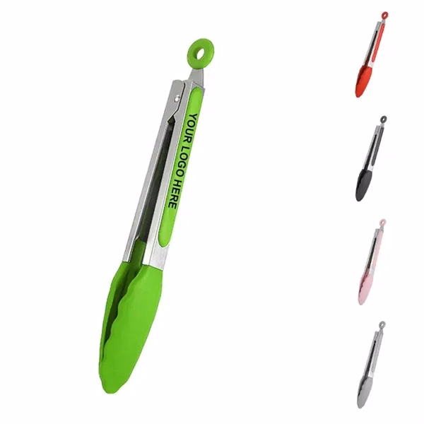 Custom Stainless Steel BBQ Tongs with Silicone Grip 11.42 inches — Barbecue Tool