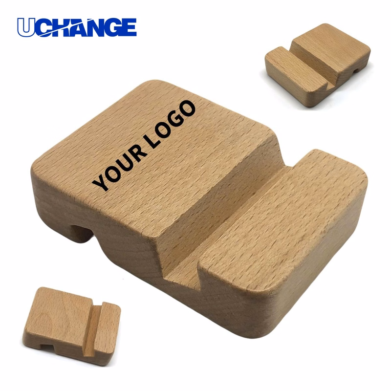 Beech Wood Phone Stand Holder Dual Angle 3.15" x 2.36" x 0.8"