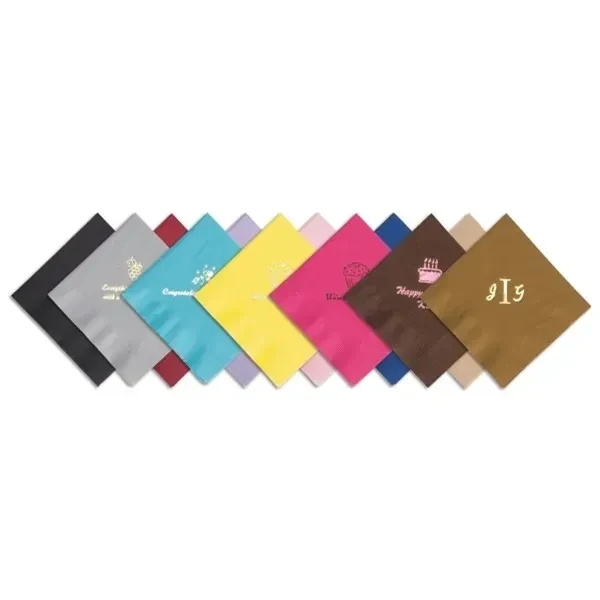 Custom 10 Inch 3-Ply Paper Beverage Napkins with Embossed Edges — Full-Color Food Service 1
