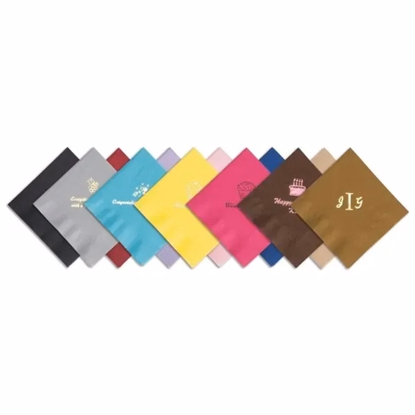 Custom 10 Inch 3-Ply Paper Beverage Napkins with Embossed Edges — Full-Color Food Service