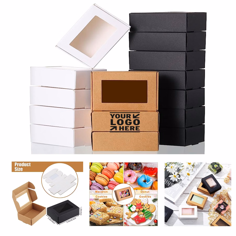 3.5 x 2.4 x 1.2 Inch Mini Kraft Paper Box with Window Soap Packaging Box