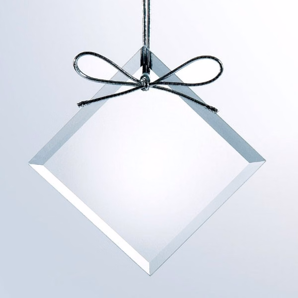 Beveled Clear Glass Ornament - Diamond