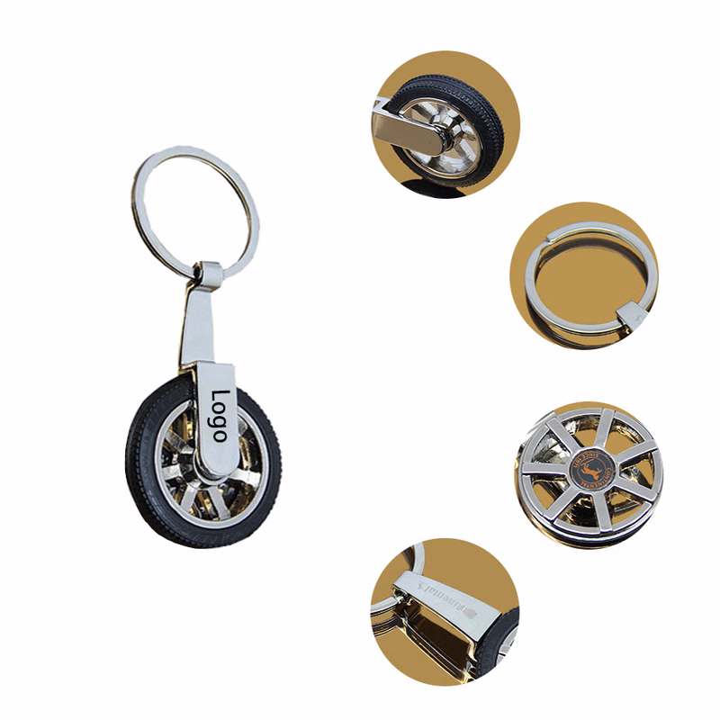 Creative Wheel Shape Metal Key Chain with Detachable Tyre